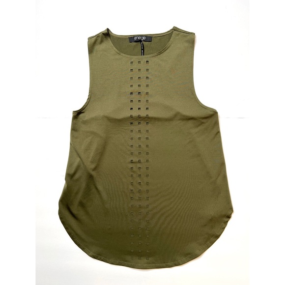 Energie Lark Olive Green Laser-cutout Tank Top Sz M - Picture 10 of 10